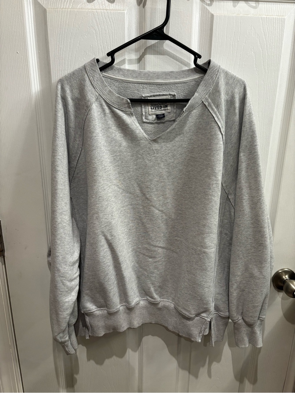 American Eagle This is Seriously Lived In Gray Sweatshirt